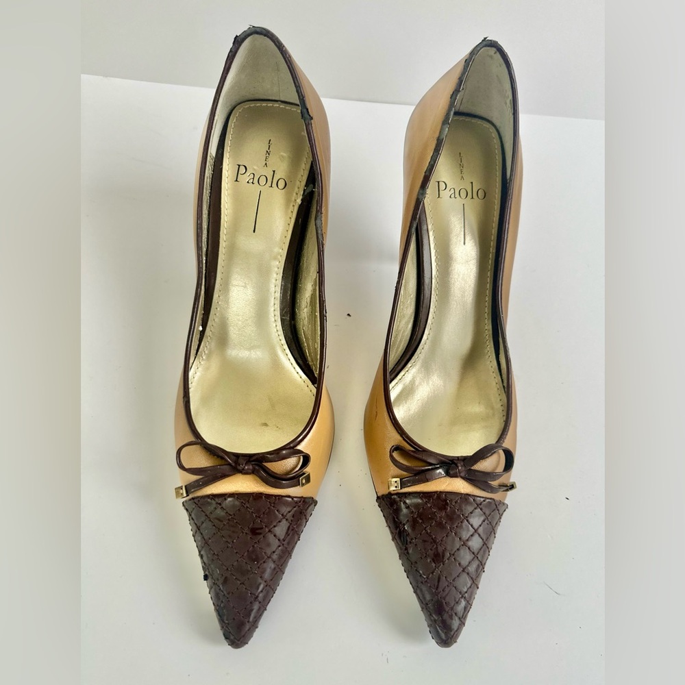 Paolo Women's Two-Tone Heels with Bow Accent